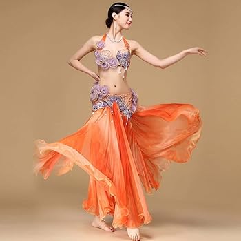 ベリーダンス 衣装　オレンジ 紫 ベリーダンス衣装 パープル/レッド/ブルー 全3色 (M) CT0104